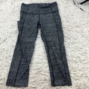 Lululemon Fast & Free Crop II (Nulux 19"") Salt Alpine White Black